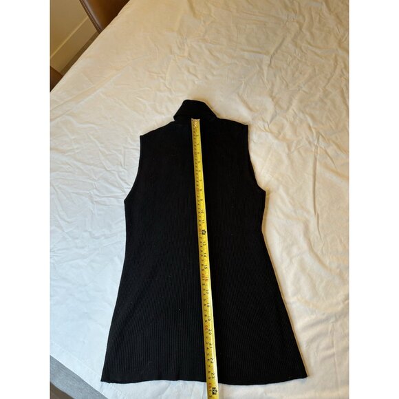 Jones New York Sutton Mock Neck Tank Top Ribbed Black Viscose Small - Picture 8 of 8